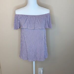 Max jeans striped off the shoulder blouse